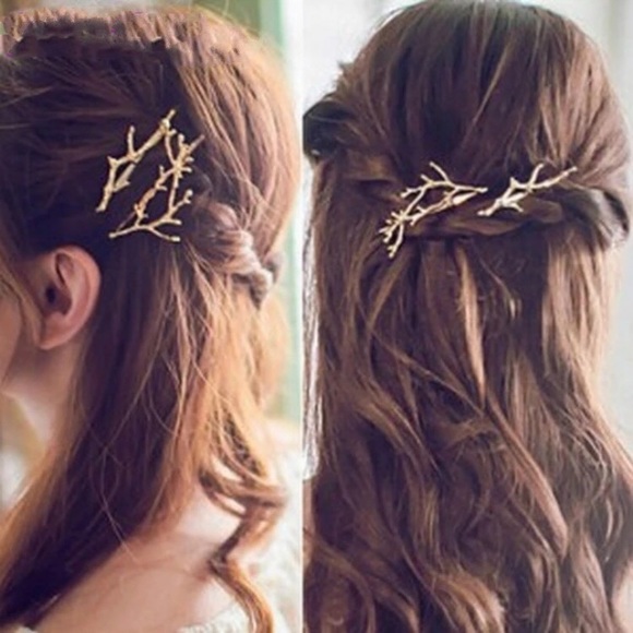 Accessories - !!SOLD OUT!! Gold Tone Tree Branch Hair Pins Pair